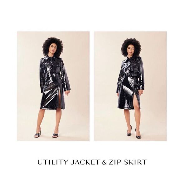 LITA by Ciara Black Patent Leather Crop Jacket xxsmall - Picture 3 of 13